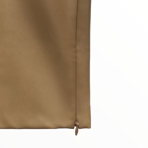 ZARA | Light Brown | FAUX LEATHER FLARED PANTS - Picture 4 of 9